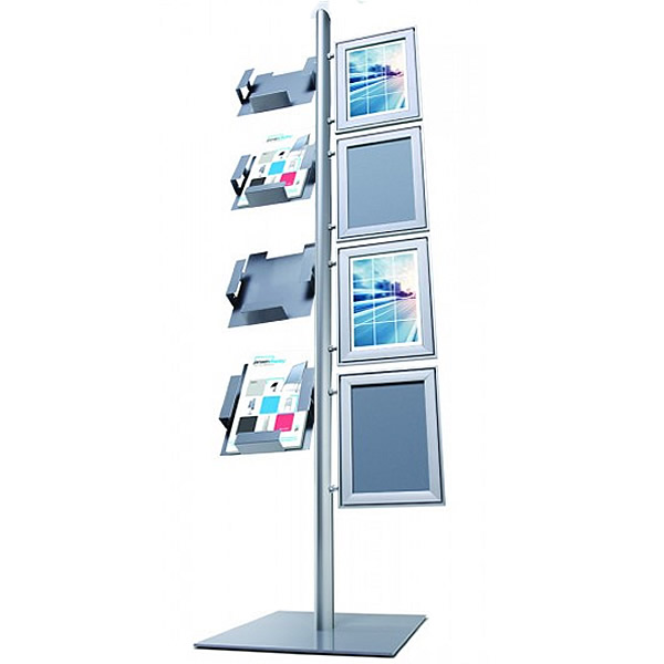 4 x A4 Multi-Stand Brochure Holder & A4 Snap Frame Poster Display Combo